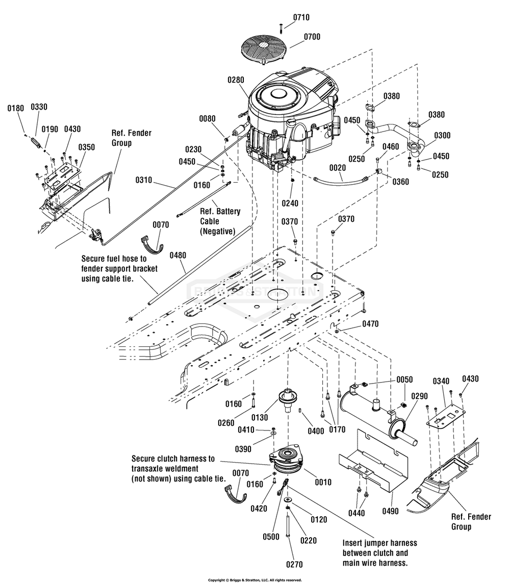 Engine Group - 26hp Briggs And Stratton (7501871) Diagram and Parts List for 7800690ASN (107280072)(2011) Briggs and Stratton Lawn Tractor